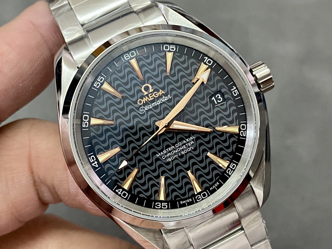 Original CBD Factory Omega Seamaster Aqua Terra 150M 41.5mm Black Wave Dial 18K Rose Gold Hands Stainless Steel Bracelet (231.10.42.21.01.006) 1:1 Super Clone – DD8500 Movement 251
